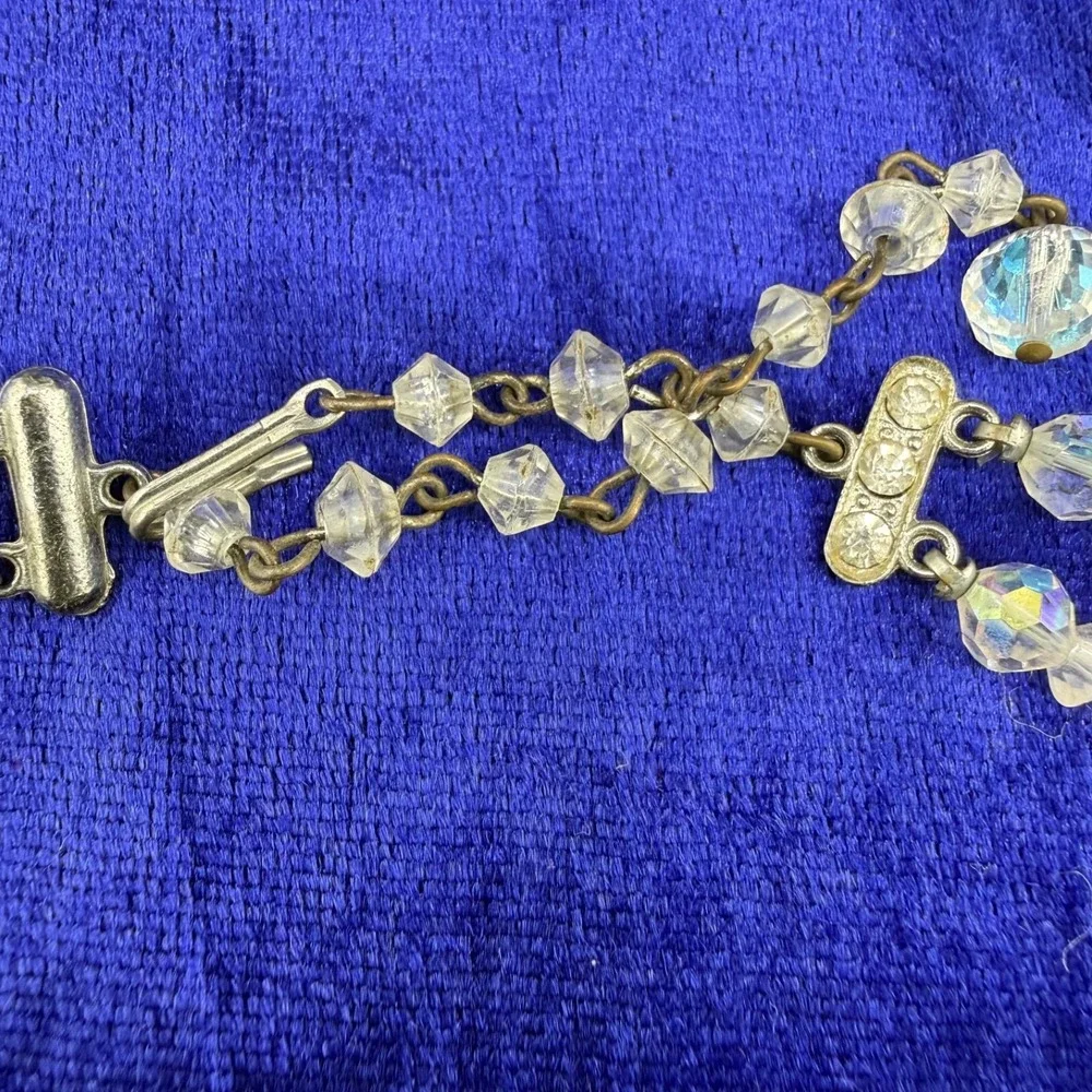 Vintage Faceted‎ Glass Necklace AB Layered 14